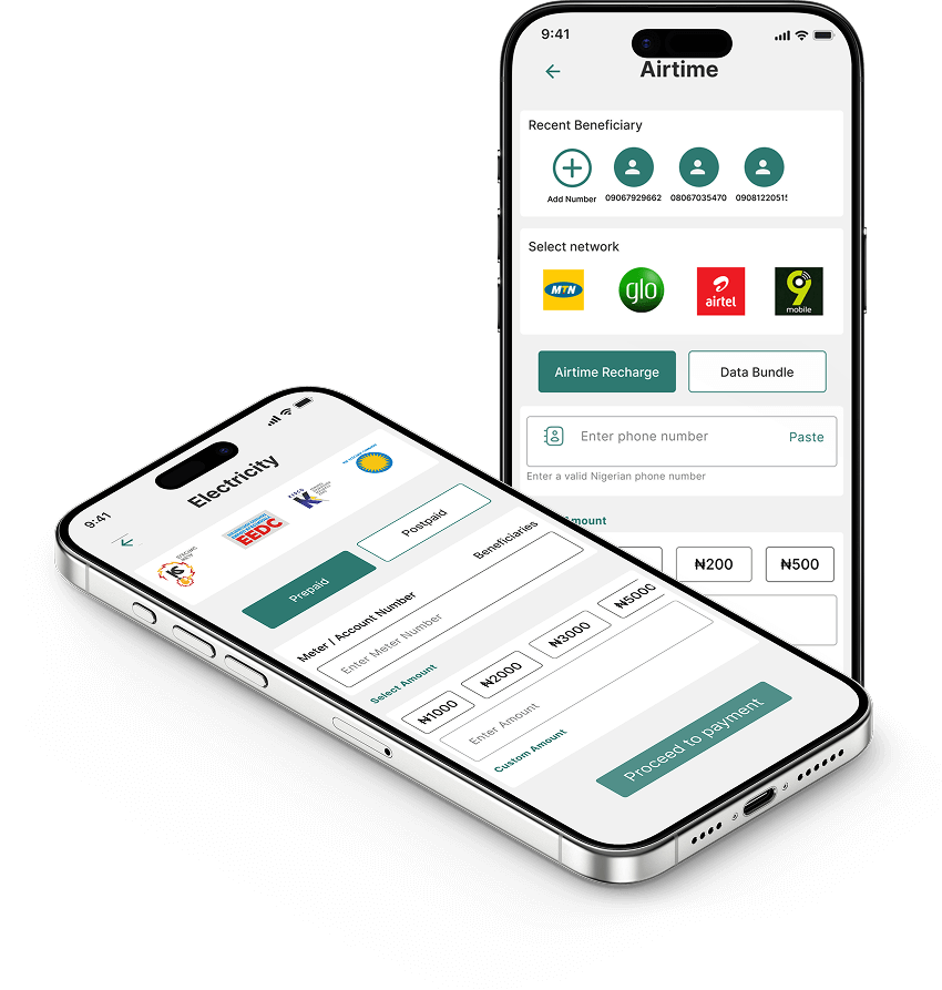 Airtime and data purchase screen